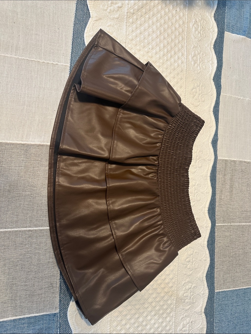 No Boundaries Dark Brown Faux Leather Tiered Mini Skirt